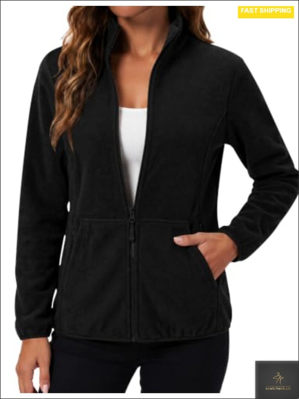 Women's Full Zip Polar Fleece Jacket Lightweight with 6 Pockets